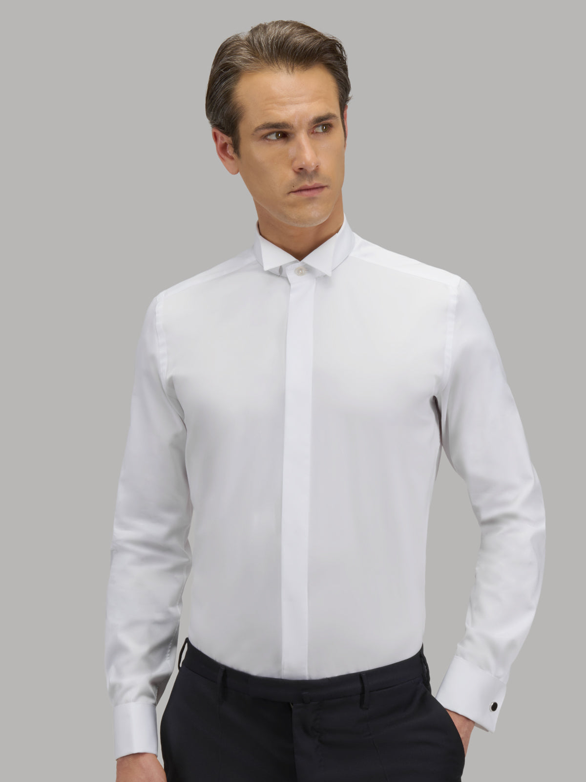 Shirt Collar Wing Tip Solid Colour Canvas White – Xacus