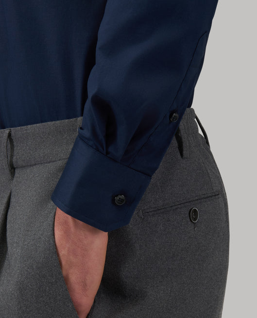 Shirt man xacus solid colour poplin navy blue_5