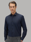 Shirt man xacus solid colour poplin navy blue_3