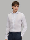 Shirt man xacus solid colour linen white_6