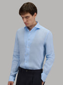 Shirt man xacus solid colour linen light blue melange_6