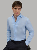 Shirt man xacus solid colour linen light blue melange_7