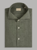 Shirt man xacus solid colour linen army green_1
