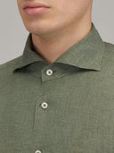 Shirt man xacus solid colour linen army green_2