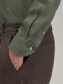 Shirt man xacus solid colour linen army green_5
