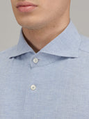 Shirt man xacus solid colour oxford light blue melange_2
