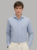Shirt man xacus solid colour oxford light blue melange_3