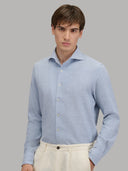 Shirt man xacus solid colour oxford light blue melange_6
