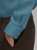 Shirt man xacus solid colour linen teal_5