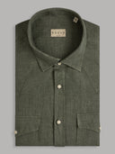 Shirt man xacus solid colour linen army green_1