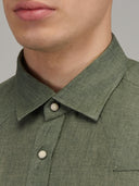 Shirt man xacus solid colour linen army green_2