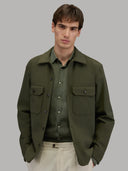 Shirt man xacus solid colour linen army green_7