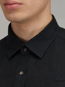 Shirt man xacus solid colour linen black_2