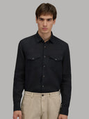 Shirt man xacus solid colour linen black_3