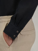 Shirt man xacus solid colour linen black_5