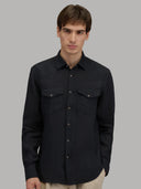 Shirt man xacus solid colour linen black_7