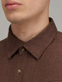 Shirt man xacus solid colour linen mahogany_2