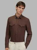 Shirt man xacus solid colour linen mahogany_3