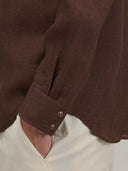 Shirt man xacus solid colour linen mahogany_5