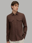 Shirt man xacus solid colour linen mahogany_6