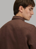 Shirt man xacus solid colour linen mahogany_7
