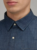 Shirt man xacus solid colour twill blue jeans_2