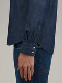 Shirt man xacus solid colour twill blue jeans_5