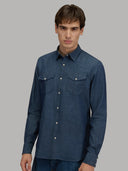 Shirt man xacus solid colour twill blue jeans_6