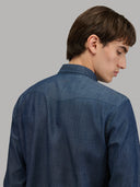 Shirt man xacus solid colour twill blue jeans_7