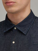 Shirt man xacus solid colour gabardine blue jeans_2