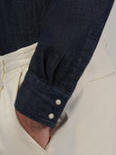 Shirt man xacus solid colour gabardine blue jeans_5