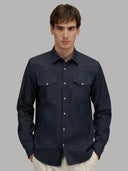 Shirt man xacus solid colour gabardine blue jeans_7