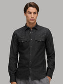 Shirt man xacus solid colour twill black_3