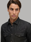 Shirt man xacus solid colour twill black_6