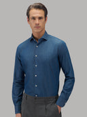 Shirt man xacus solid colour canvas blue jeans_3