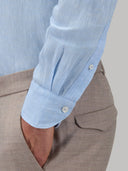Shirt man xacus solid colour linen light blue melange_5
