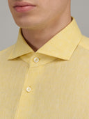 Shirt man xacus solid colour linen yellow_2