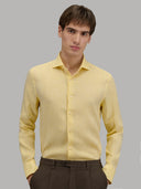Shirt man xacus solid colour linen yellow_3