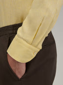 Shirt man xacus solid colour linen yellow_5
