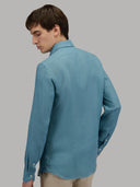 Shirt man xacus solid colour linen teal_6