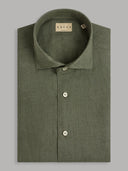 Shirt man xacus solid colour linen army green_1