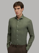 Shirt man xacus solid colour linen army green_3