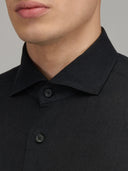 Shirt man xacus solid colour linen black_2