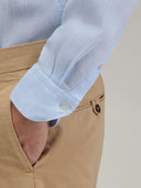 Shirt man xacus solid colour linen light blue melange_5