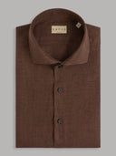 Shirt man xacus solid colour linen mahogany_1