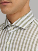 Shirt man xacus stripe linen army green_2