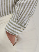 Shirt man xacus stripe linen army green_5