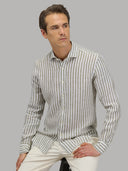 Shirt man xacus stripe linen army green_7