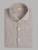Shirt man xacus stripe linen brown_1
