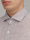 Shirt man xacus stripe linen brown_2